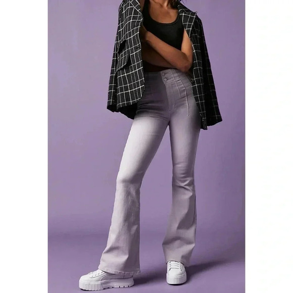 NWT Free People Jayde Flare Jeans High Rise We The Free in Lavender Purple - Picture 9 of 12